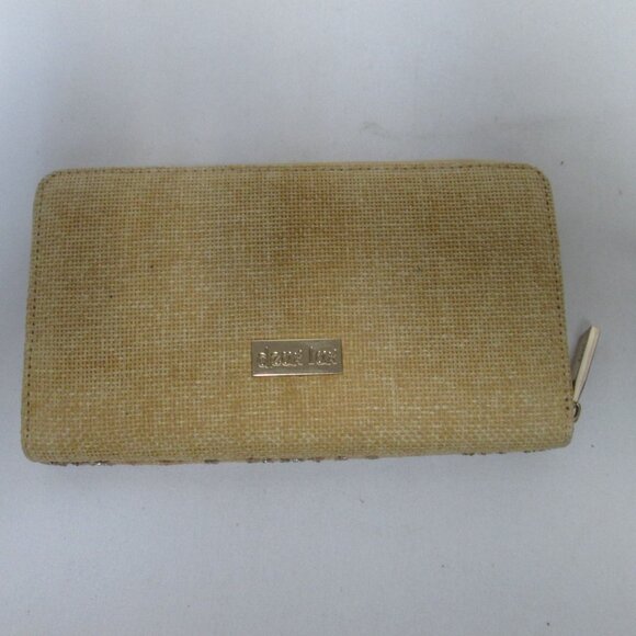Deux Lux gold Glitter Raffia zip around Wallet Organizer change & card pockets - Picture 6 of 12